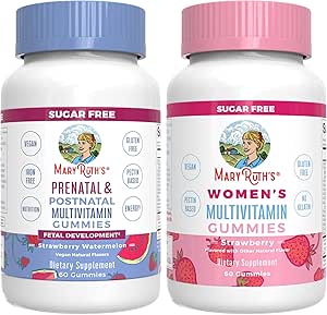 MaryRuth Organics Prenatal Postnatal Multivitamin Gummies (Strawberry) & Women's | USDA Organic | Vitamins for Breastfeeding, Beauty, & Immunity | Vegan, No Gelatin