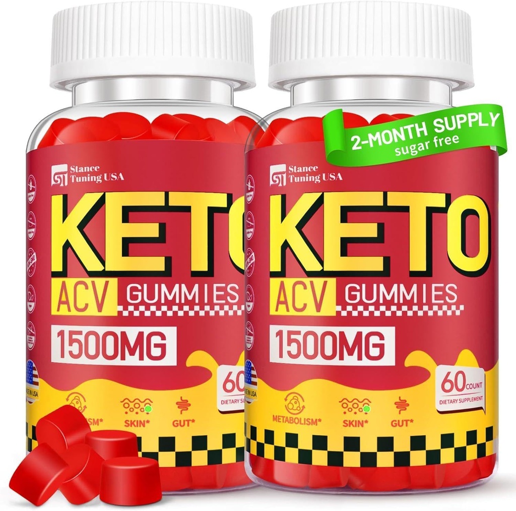 Keto ACV Gummies - 1500MG ACV Hua Gummies for Women Men - Apple Cider Vinegar with Mother, Probiyotiks, Vitamins B6 B12 for Gut Digestion - Vegan & Non-GMO, 2 Pack