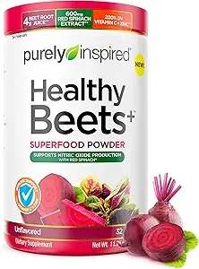 Purely Inspired Healthy Beets Superfood Powder, Unflaved - Super Beet Root Powder with Red Spinach Extract, Vitamin C & Zinc for Immune Support - Υποστηρίζει την παραγωγή νιτρικού οξειδίου για άνδρες και γυναίκες