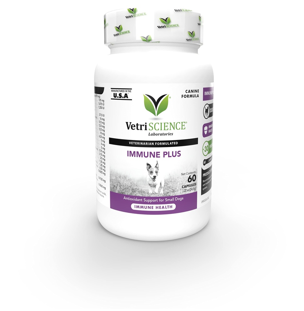 VetriScience Immunity Health Easy-Open Capsules, Immune Plus Supplement for Medium and Large Breed Dogs, Cell Advance Immune and Allergy Support with Antioxidants, Hypoallergenic Formula, 60 Count