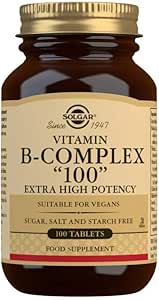 Solgar B-Complex 100" - 100 Tablet - Enerji Metabolism, Cardiovascular Health, Nervous System Support - Non-GMO, Vegan, Gluten Free - 100 hizmet
