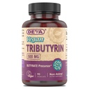 DEVA Vegan Tributyrin Supplement - Butyrate Precursor, υποστήριξη φραγμάτων κόκκων, βουτυρικό οξύ, 500 MG κάψουλες Vegan, υποστήριξη λαγών, Digetion, 90 κόμης