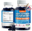 Stres Yardımı Gummies - 1500MG 5HTP with L-Theanine Gaba & L-Tyrosine - Ashwagandha Herbal Supplement Supports Fikri Uyarısı Vegan Brain Mood Booost Supplements for Kids & Yetişkinler Made in USA