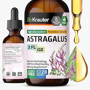 BIO KRAUTER Astragalus Tincture - Astragalus Root Liquid Extract for Immune Support - Alcohol and Sugar Free - Υψηλή απορρόφηση - Vegan Drops 2 Fl.Oz.