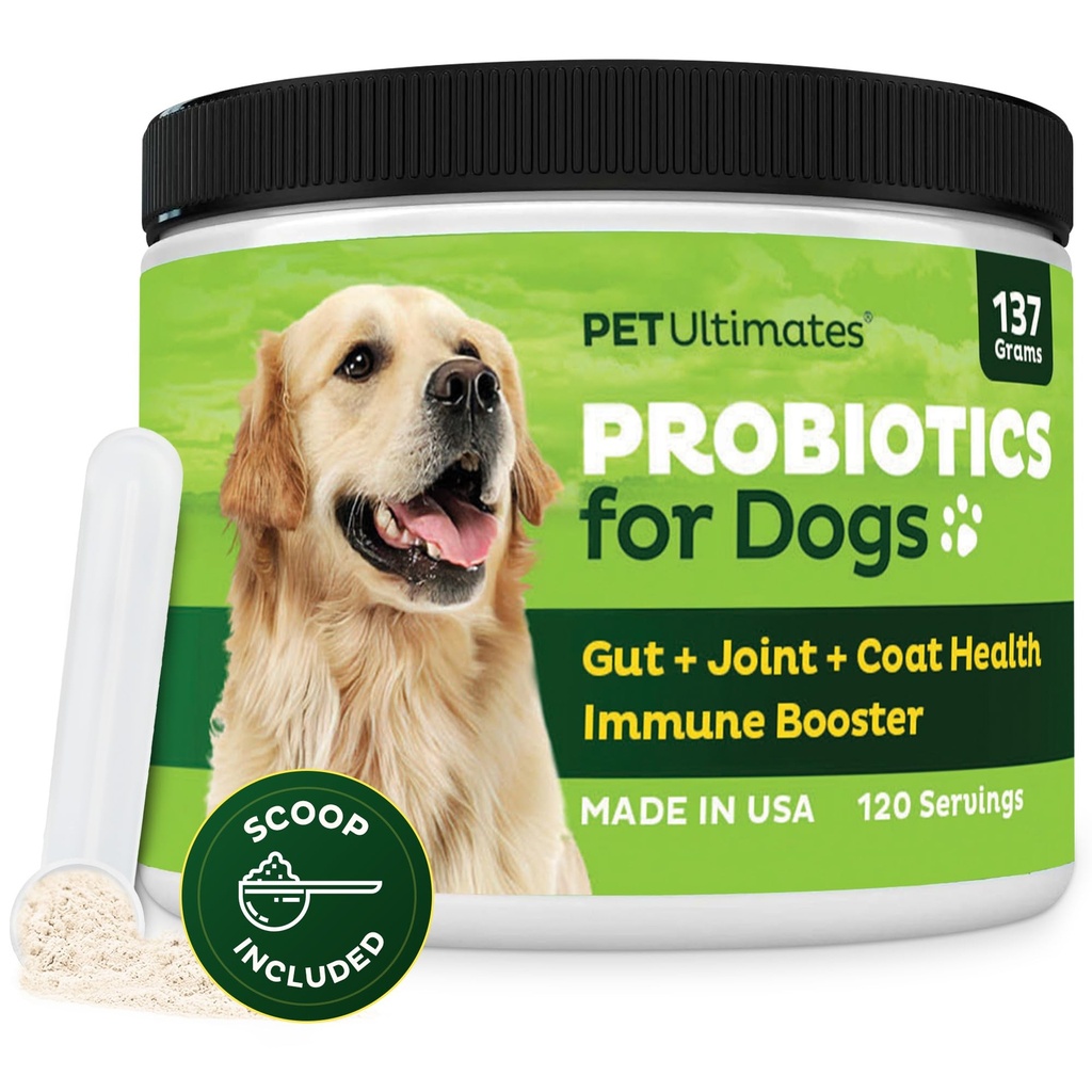 Köpekler için Pet Ultimates Probiyotikleri - Digestive Support & Antibiyotiks Recovery için 22-Species Dog Probiyotiks - Skin and Coat Supplement, Advanceds Vitality – Dog Health Materials (1 Pack)