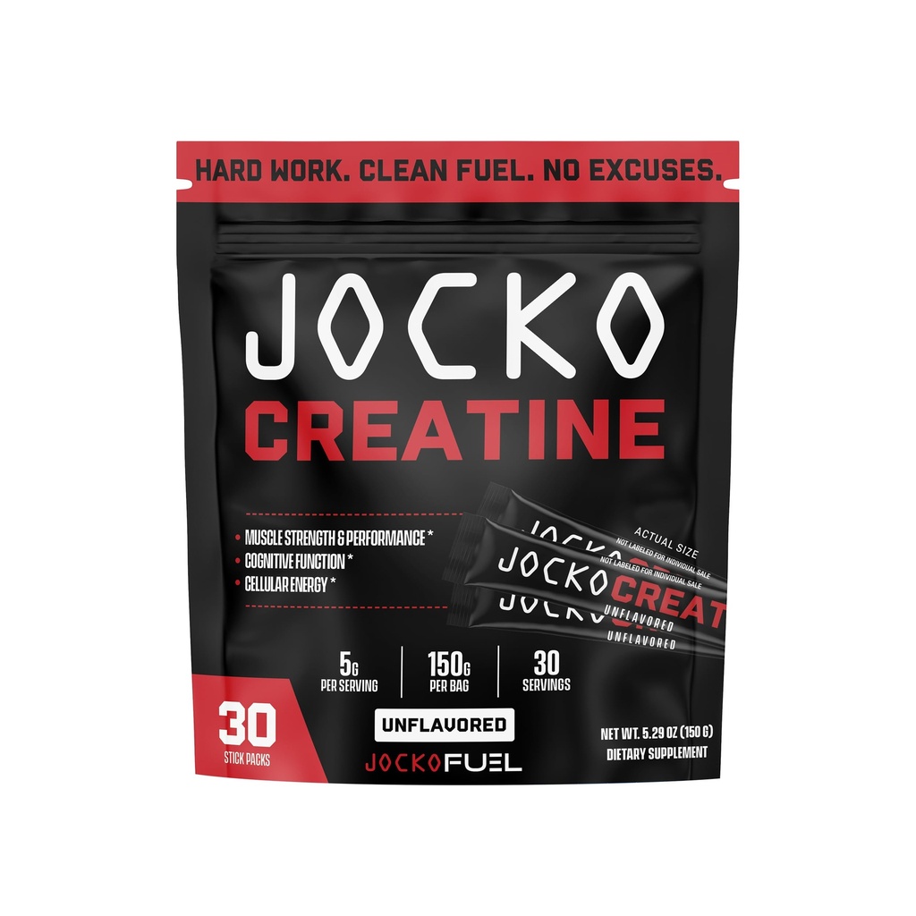 Jocko Chen Kre Packs - Erkekler ve Kadınlar için Kreatif Toz Seyahat Paketleri, Athletic Performance & Muscle Health için Tamam, 30 Hizmetler 150g (Unflavored)