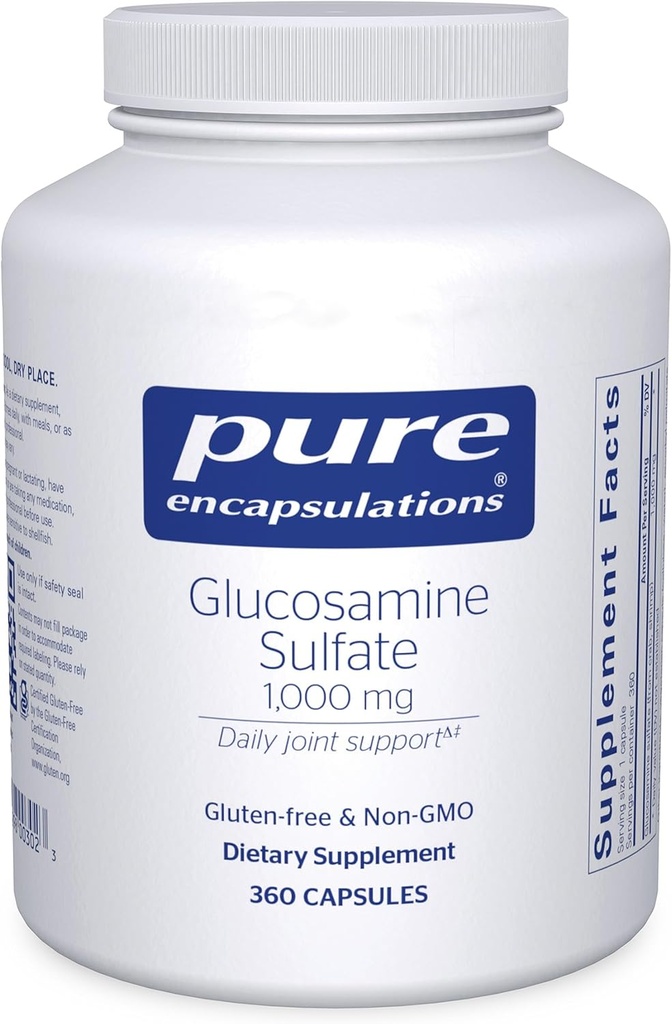 Saf Encapsulations Glucosamine Sulfate 1000 mg | Ortak Destek ve Hareketlilik için Tamam, Kartilage Health ve Connective Tissue* | 360 Capsules