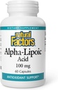 Doğal Faktörler Alfa-lipoic Acid 100 mg Capsules, 60-Kırık