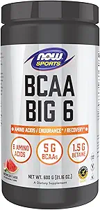 NOW Τρόφιμα Αθλητική Διατροφή, BCAA (Branched Chain Amino Acids) Big 6, Καρπούζι Γεύση, 600 γραμμάρια