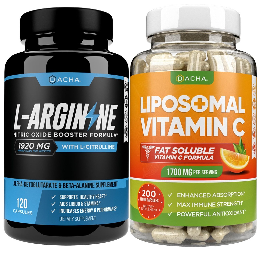 Μέγιστη δύναμη Nitric Oxide Booster Bundle – L-αργινίνη & Liposomal Vitamin C, με L Citrulline, Ascorbyl Palmitate, Φυσική Απορρόφηση Boost Formula για την υποστήριξη της ενέργειας άσκηση, ανοσοποιητική υγεία, Slim Look