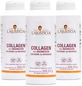 Ana Maria Lajusticia - 3 Pack High Abpole Collagen Pills with Magnezyum. Sağlıklı Skin, Nails, Saç ve Ligaments. Doğal Supplement, 450 Tablet.
