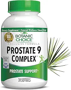 Botanic Choice Prostate 9 Complex - Prostate Supplements for Men with Saw Palmetto, Pygeum, & Lycopene - Gelişmiş Prostate Health Supplement for Urinary Flow & Cellular Health - 30 Softgels