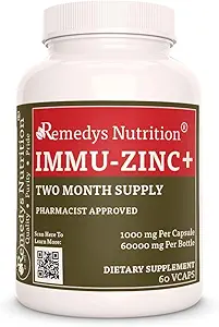 Remedy'nin Beslenme Immu-Zinc + | 1.000 mg, 60 Vegan Capsules Diyeter Supplement | Two Moon Supply | Ayrıca Contains Elderberry, Licorice & Oregano