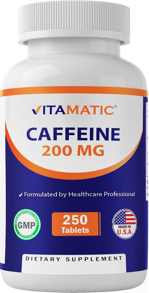 Hizmet başına Vitamatic Caffeine Pills 200 mg, 250 Vegetarian Tablets