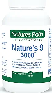 Nature's 9 3000 Essential Platinum Acids Supplement, En İyi EAA Amino Asit Kompleksi Tüm 9 Temel Amino Asit Pills, Vegan Amino 90 Pill 1 Gram Per Tablet