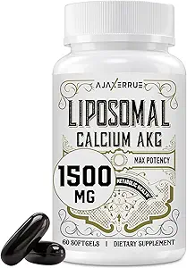 Liposomal Calcium AKG Supplement 1500 MG (Alpha-Ketoglutaric Acid), Υψηλή Απορρόφηση, Πιο Αποτελεσματική από AAKG, Ca AKG για Μακροζωία, Ηλικία Άμυνας, Κυτταρική Ενέργεια, Μεταβολική Λειτουργία, 240 Softgels