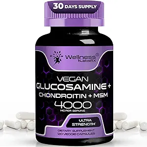 WELLNESS LABSRX Glucosamin Chondroitin MSM - 4000 mg - Glucosamine Chondroitin Capsules - 120 Count