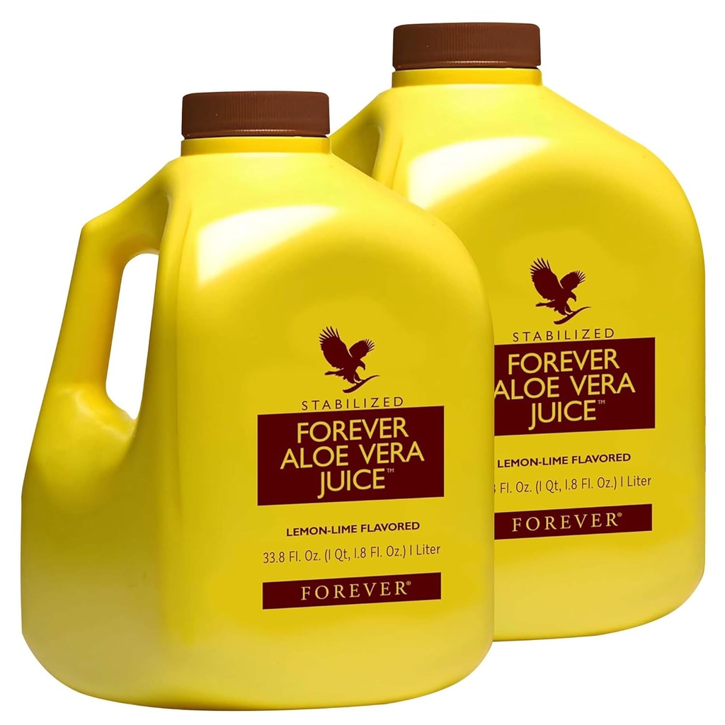 Forever Living - Aloe Vera Juice - Lemon Lime Flavor with Pure Inside Leaf Gel - Destekler Digestion and Immunity - 1L Every (Pack of 2)