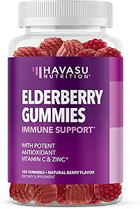 Sambucus Elderberry Gummies for Yetişkinler - Immune Support Supplement with Vitamin C and çinko - Daily Defense için geliştirilmiş Formula - 120, 2 Ay Supply, Berry Flavor - Kont Wellness Wellness