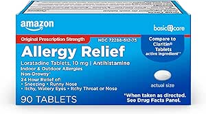   Basic Care Allergy Relief Loratadine Tablets 10 mg, 90 Count (Packaging may vary)