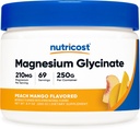 Nutricost Magnezyum Glycinate Toz (Peach Mango, 250 Grams) - Magnezyum Glycinate (as Bisglycinate)