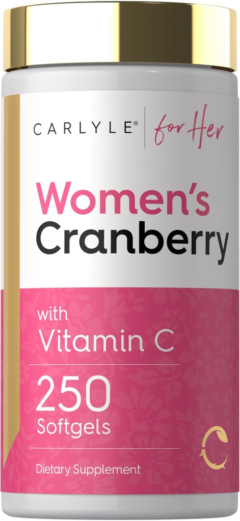 Carlyle Cranberry Pills for Women | 250 Softgels | Interd Extract Supplement with Vitamin C and E | Non-GMO, Gluten Free | For Her Her
