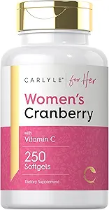 Carlyle Cranberry Pills for Women | 250 Softgels | Interd Extract Supplement with Vitamin C and E | Non-GMO, Gluten Free | For Her Her