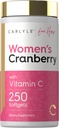 Carlyle Cranberry Pills for Women | 250 Softgels | Interd Extract Supplement with Vitamin C and E | Non-GMO, Gluten Free | For Her Her