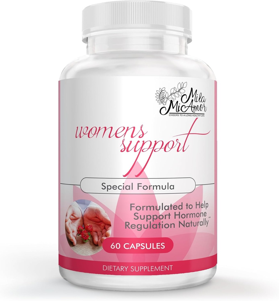 Milamiamor Women's Support - Doğal Malzemeler ile Hormon Düzenlemesi - Kadınlar için Estrogen Desteği - Hormon Dengesi için Tamam, Menopause & Antioksi Desteği - ABD'de Yapılan 60 Capsules