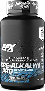 EFX Sports Kre-Alkalyn Pro | pH Doğru Kreat Kreat Cyhidrat Pill Supplement | Muscle Building Pre Workout for Men & Women | 30 Servisler, 60 Capsules