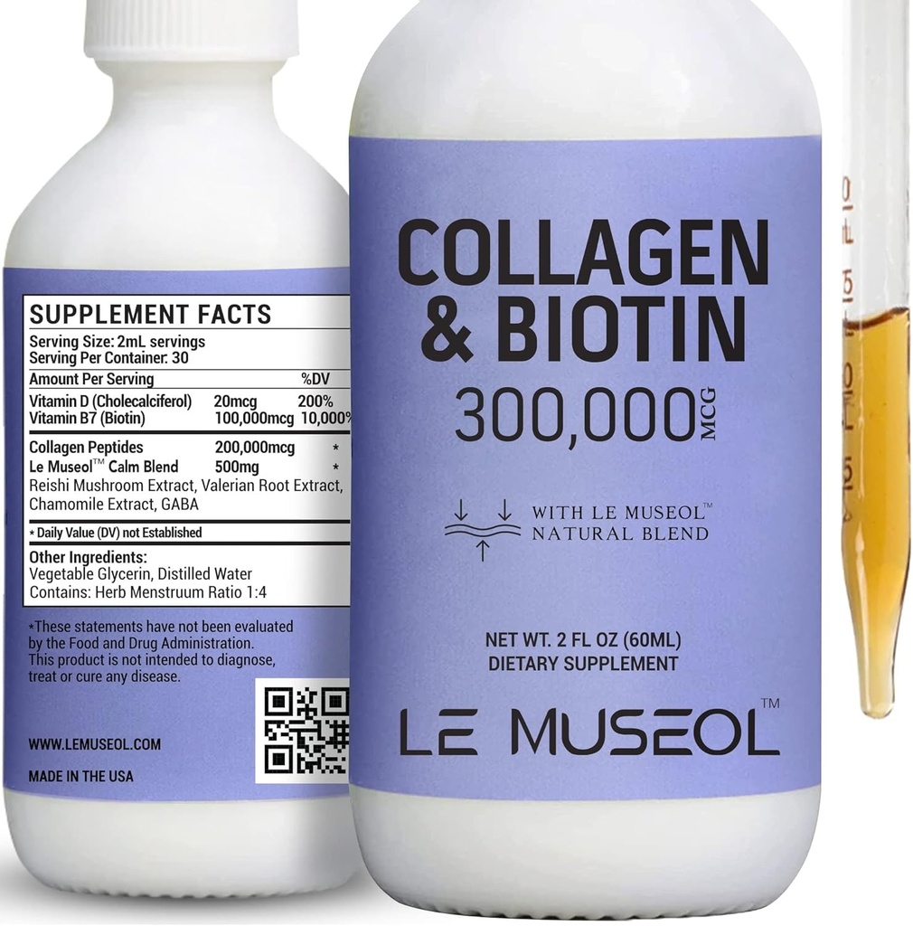 Kadınlar için sıvı Collagen, 300.000 info Biotin ve Collagen Supplements Saç için damlalar, Nail Büyüme Glowing Skin - 60 ml