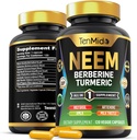 Neem Leaf Supplement - 8in1 Formula - Berberine, Turmeric, Kutsal Basil, Amla, Artichoke, Milk Butle ve Black Pepper - Immune Support - 4 Ay için 120 Capsules