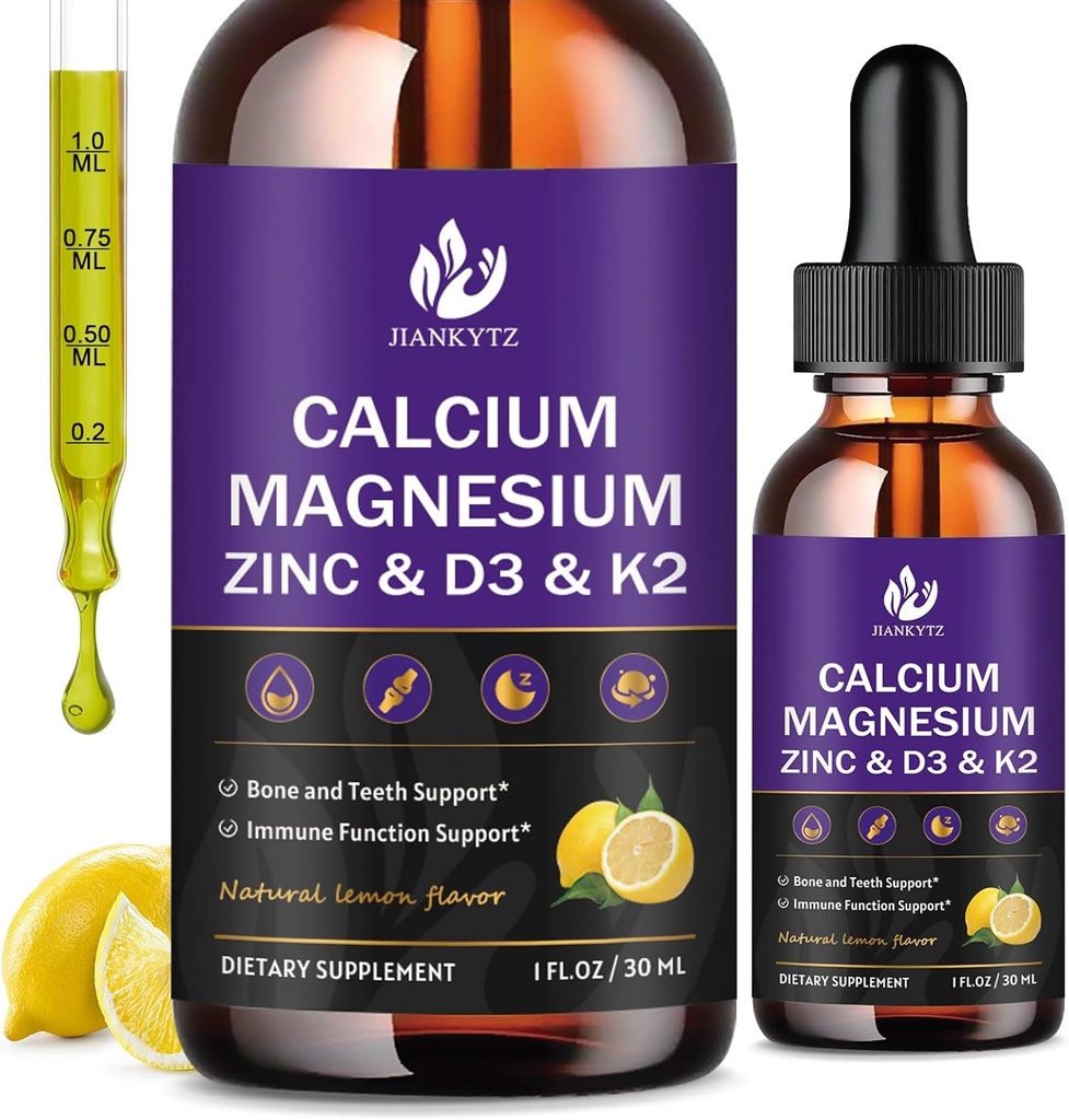 (2 Pack) Gıda Magnezyum çinko sıvısı Kadınlar ve Erkekler için damlalar - Bone & Dişler, Immune Desteği, Magnezyum Glycinate, C D3 K2 B6 ve Sea Moss | Sugar Free