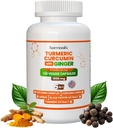 Turmeric Curcumin Supplement with Ginger, Ceylon Cinnamon and Black Pepper Complex 5 in 1 Formula, Curcuma Longa, Max Abxia, 1000 mg, 120 Herbal Türlü Capsules