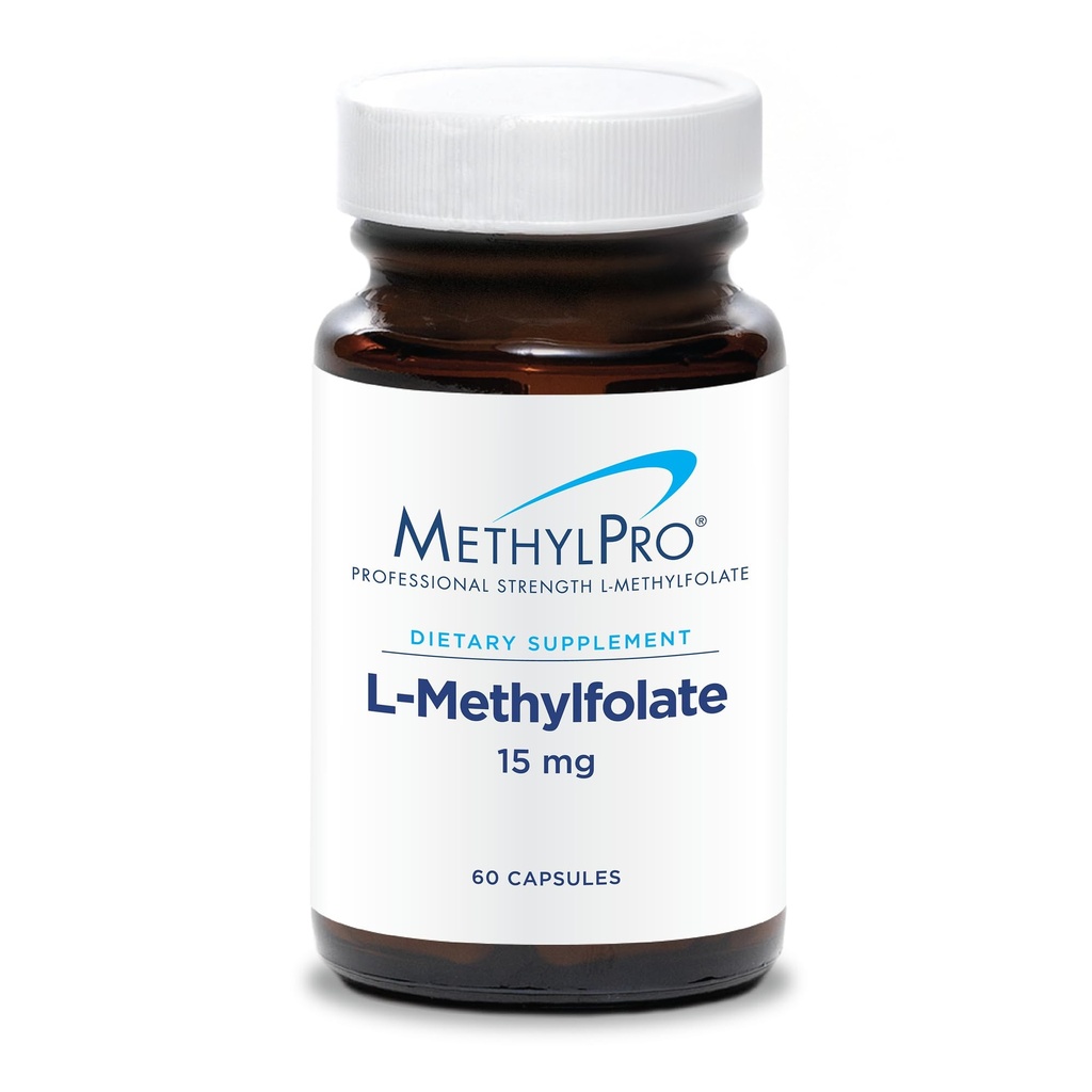 MethylPro 15mg L-Methylfolate (60 Capsules) - Professional Strength Active Methylfolate, 5-MTHF Supplement for Mood, Brain Health + Immune Support, Non-GMO + Gluten-Free with No Fillers