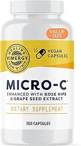 Vimergy Micro-C® Vitamin C Κάψουλες – 500mg ανά καψάκιο, Υποστηρίζει την Ανοσολογική Υγεία*, προωθεί την παραγωγή κολλαγόνου, υποστηρίζει υγιή οστά*, Kosher, Vegan & Gluten-free, Μέγεθος αξίας 300 κάψουλες