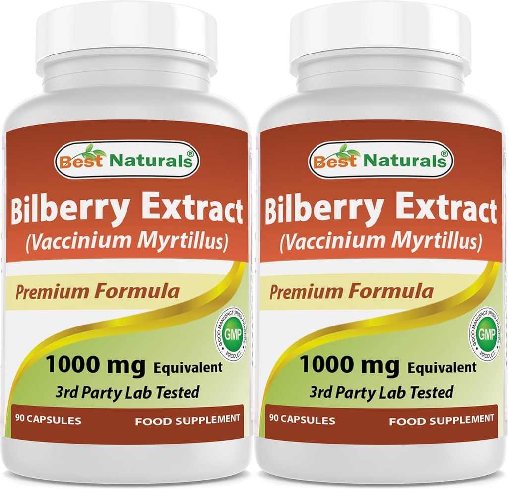 Best Naturals Bilberry 1000 Mg 90 Κάψουλες (90 Count (Pack of 2))