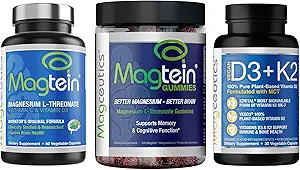 Magtein Magnezyum L-Threonate 60 Capsules, Magceutics Yetişkin Gummies 150 Kont, D3 K2 30 Capsules - Sche