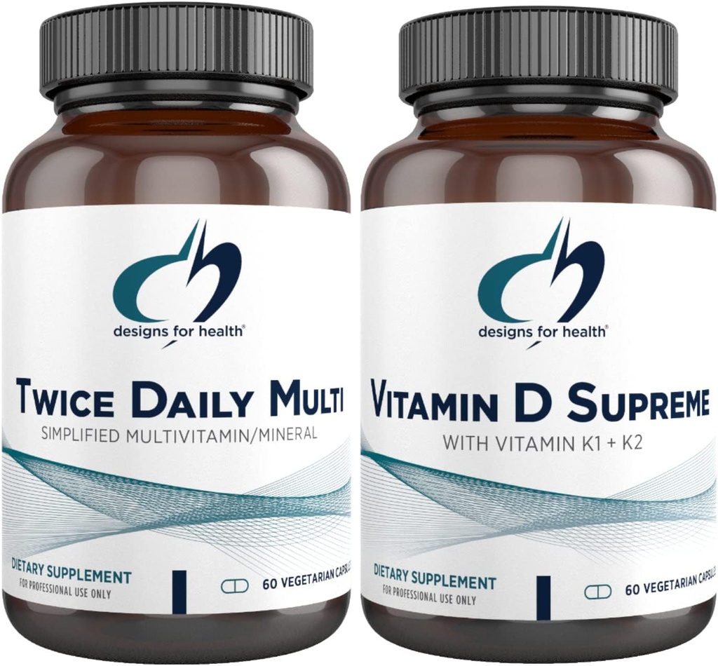 Sağlık için Tasarımlar Multivitamin + Vitamin D/K Supplement Sche - Vitamin D Yüksek (60 Capsules) 5000 IU Vitamin D3
