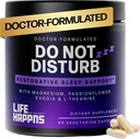 Life Happns Do Not Disturb Sleep Aid for Yetişkinler Natural Supplement with L-Theanine, Magnezyum, Passion Flower & Evodia Fruit for Restorative Sleep Melatonin-Free, Non Habit-Forming, 60 Capsules