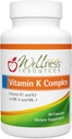 Wellness Kaynakları Vitamin K Kompleksi - 600 mcg Vitamin K2 ( MK-4 ve Trans MK-7) ve 1000 mcg K1- Bone Strength and Heart Health - K2 Vitamin Tamam - 90 Capsules Non-GMOB