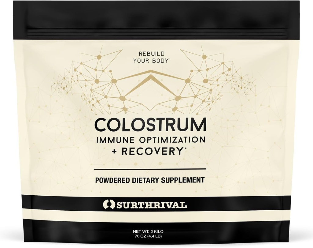 Surthrival: Colostrum Toz (2 Kilo, 4.4 lbs), Immune Optimizasyon & Recovery, Tozlu Diyet Supplement, Gut Health, Immune Support, Keto Friendly