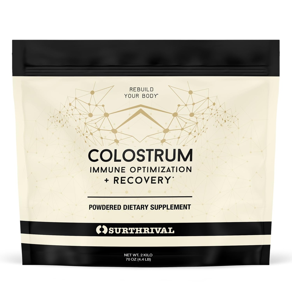 Surthrival: Colostrum Toz (2 Kilo, 4.4 lbs), Immune Optimizasyon & Recovery, Tozlu Diyet Supplement, Gut Health, Immune Support, Keto Friendly