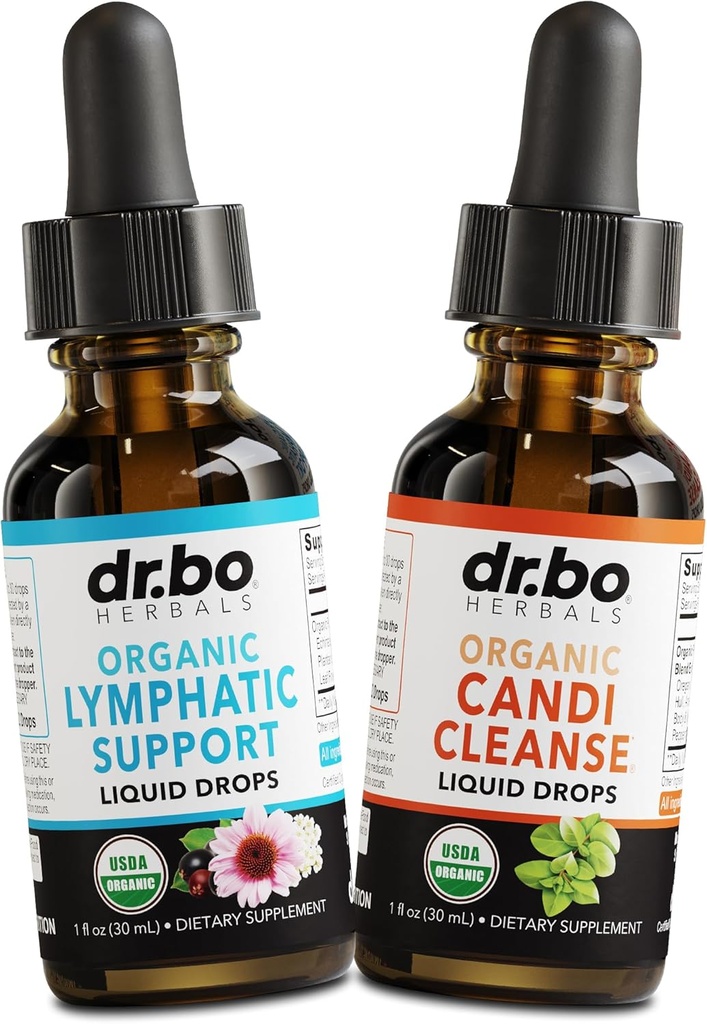 Lymphatic Drainage Supplements & Candi Cleanse - Organik Lympha Support Liquid Drops & Organic Oregano Oil, Lymph Node Detox Lymph System Drage - Natural Oral Gut Cleanser Detox 1 oz