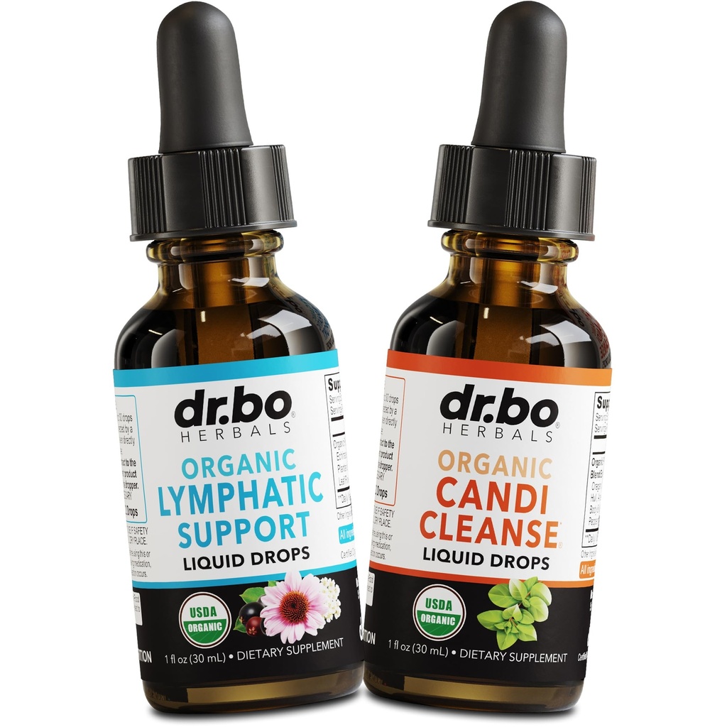 Lymphatic Drainage Supplements & Candi Cleanse - Organik Lympha Support Liquid Drops & Organic Oregano Oil, Lymph Node Detox Lymph System Drage - Natural Oral Gut Cleanser Detox 1 oz