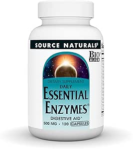 Source Naturals Essential Enzymes 500mg Bio-Aligned Multiple Supplement Herbal Defense for Digestion, Gas & Constipation Relief - Strong Immune System Support* - 120 Capsules