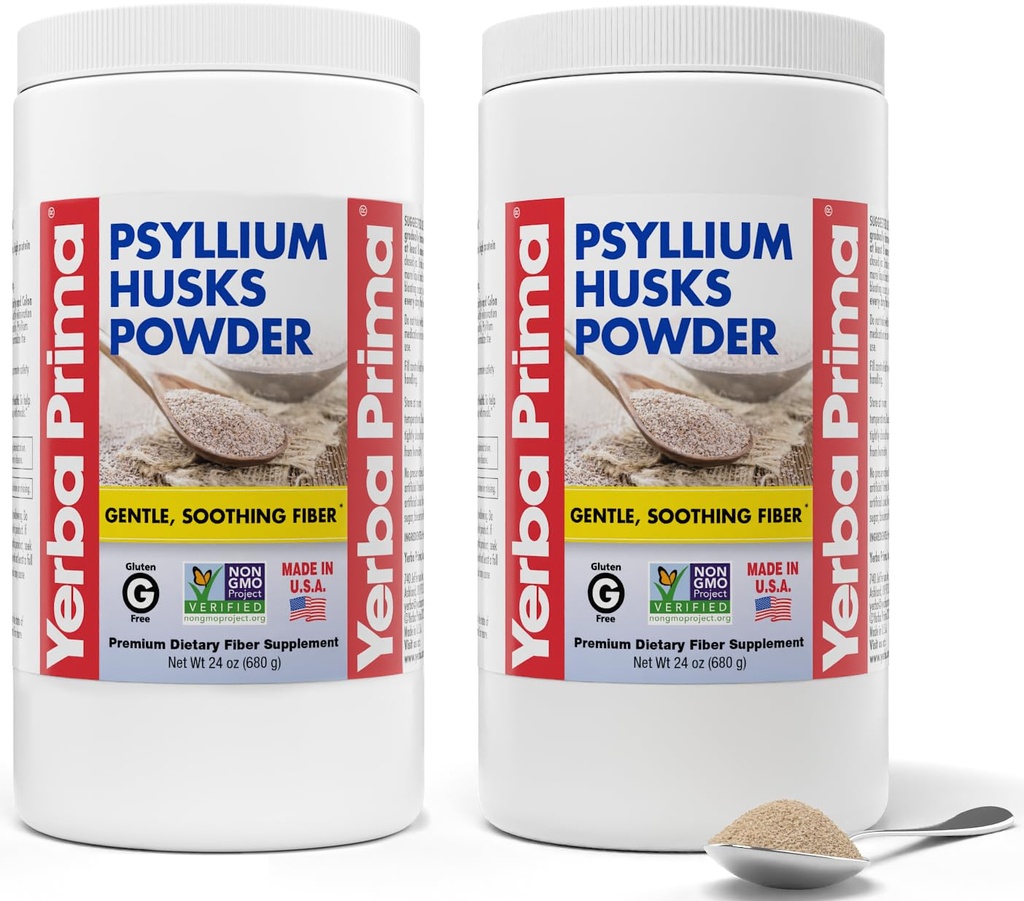 Yerba Prima Psyllium Husks Powder - 24 oz (Pack of 2) - Άγευστο - Πρόστιμο - Φυσικό συμπλήρωμα ινών με διαλυτές και αδιάλυτες ίνες