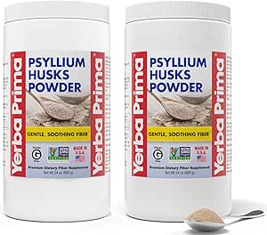 Yerba Prima Psyllium Husks Toz - 24 oz (Pack of 2) - Unflavored - Fine Ground - Natural Fiber Supplement with uli & In removed Fiber Fiber Supplement