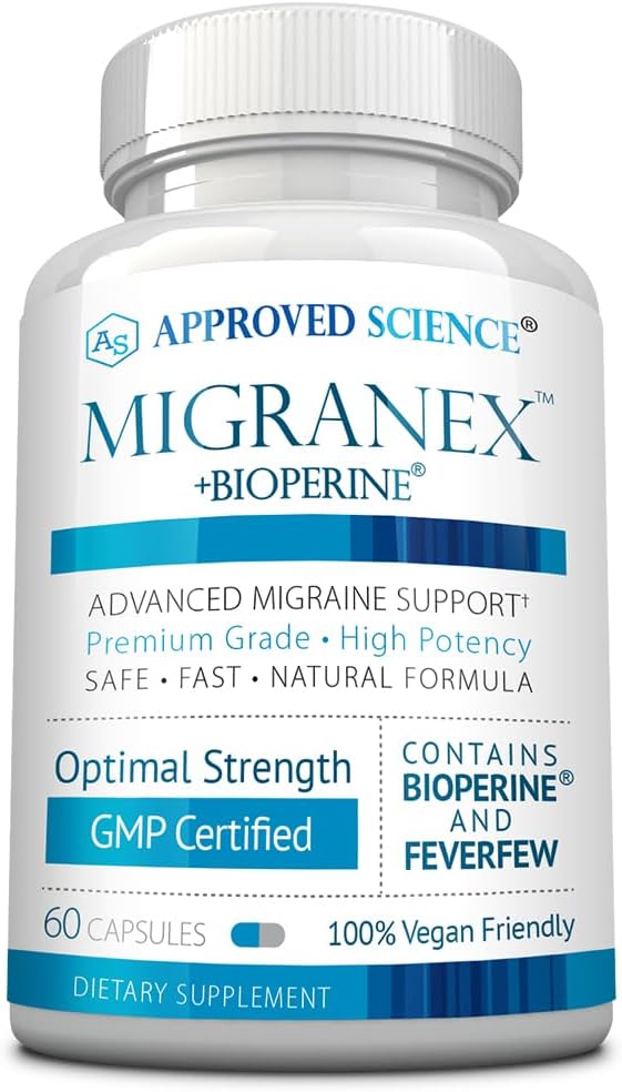 Onaylanmış Bilim Migranex - Migraine & Headache - Magnezyum, Firefew- 60 Capsules - 1 Paket - Vegan