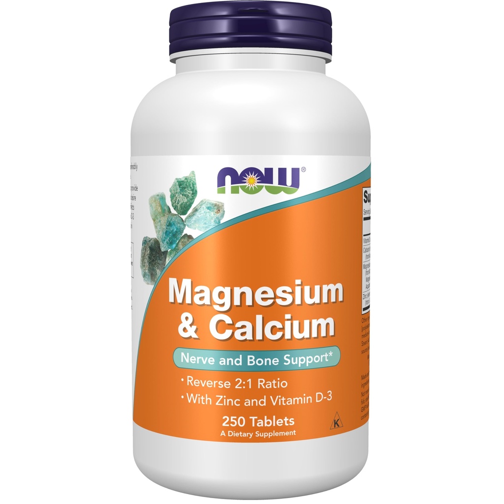 Şimdiye kadar Gıdalar Tamamlar, Magnezyum & Kalsiyum, çinko ve Vitamin D-3, Nerve ve Bone Support*, 250 Tablet